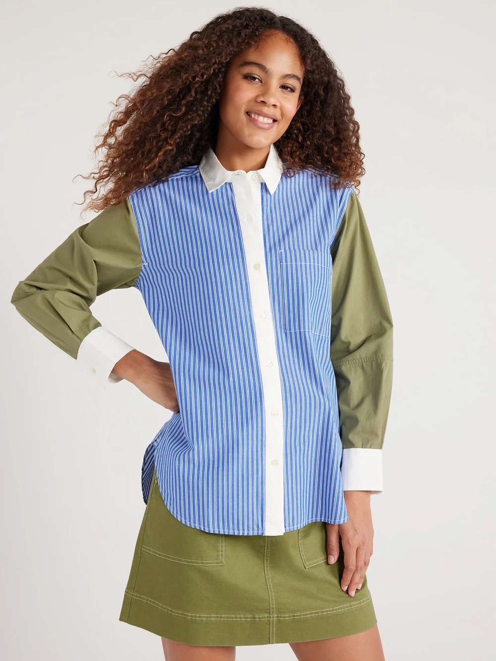 This Free Assembly Women’s Button-Front Boxy Tunic Shirt